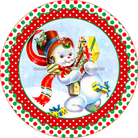 Thumbnail for Wreath Sign, Vintage Christmas Sign, Snowman Sign, 12