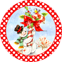 Thumbnail for Wreath Sign, Vintage Christmas Sign, Snowman Sign, 12