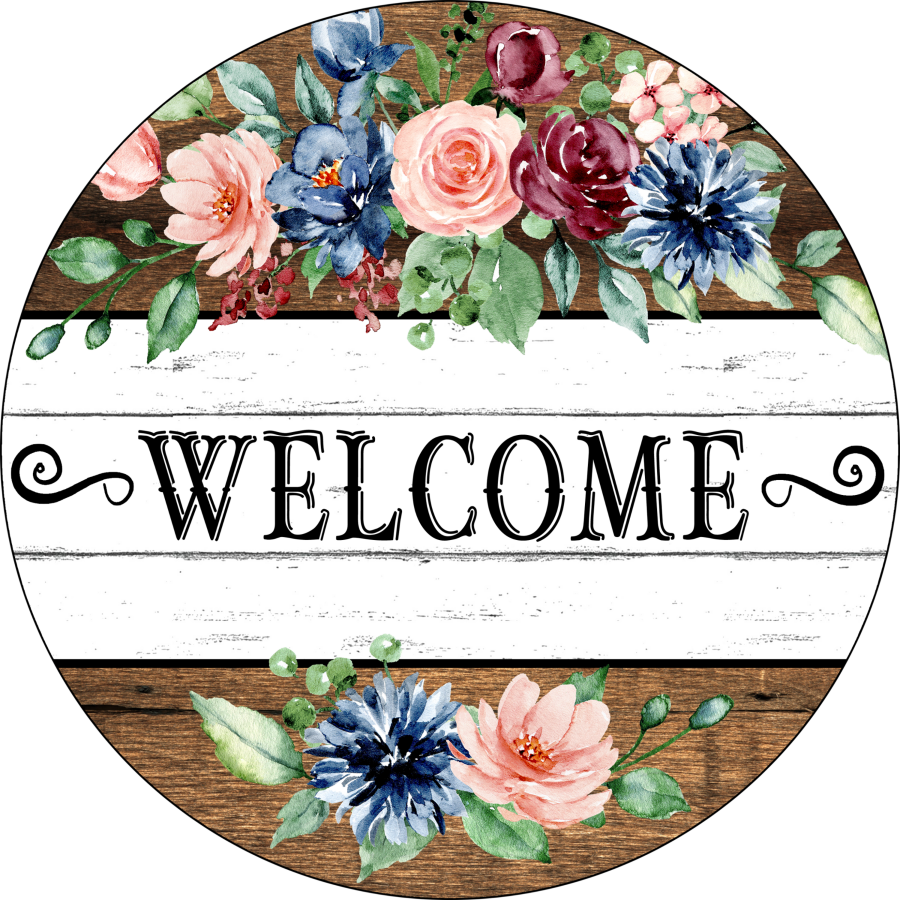 Welcome 10" Metal Wreath Sign - DECOE-259