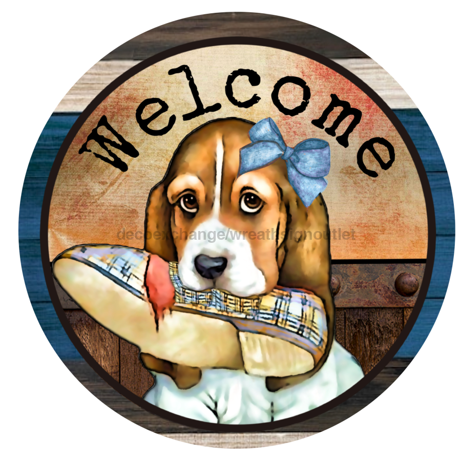 Welcome Beagle 18" Wood Door Hanger - DECOE-288-DH