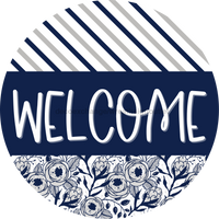 Thumbnail for Wreath Sign Welcome Blue Floral Gift Decoe-2361 For Round Decoexchange