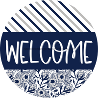 Thumbnail for Wreath Sign, Welcome Sign, Blue Floral Sign, Welcome Gift, DECOE-2361, Sign For Wreath, Round Sign 10 round, metal sign, Fall, Every Day