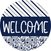 Thumbnail for Wreath Sign Welcome Blue Floral Gift Decoe-2361 For Round Decoexchange