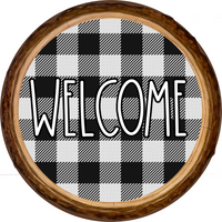 Thumbnail for Welcome Buffalo Check 10" Metal Wreath Sign - DECOE-180