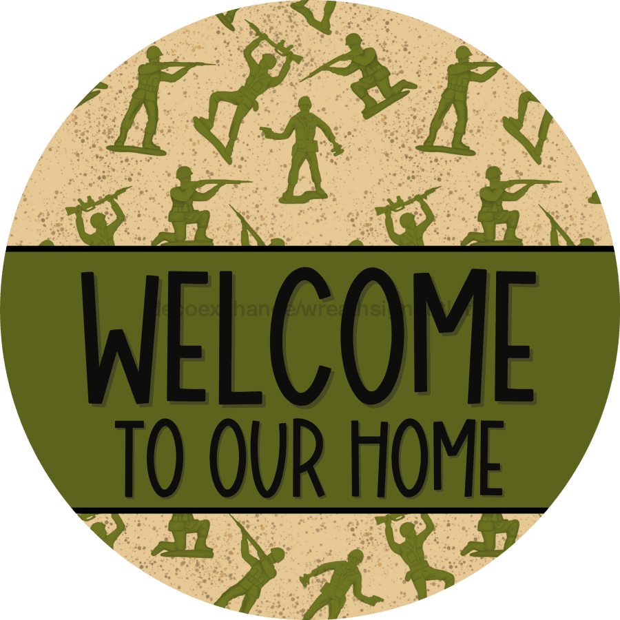 Wreath Sign Welcome Door Hanger Army Veterans Decoe-2398 For Round 18 Wood