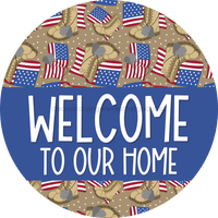 Thumbnail for Wreath Sign Welcome Door Hanger Military Veterans Decoe-2399 For Round 18 Wood