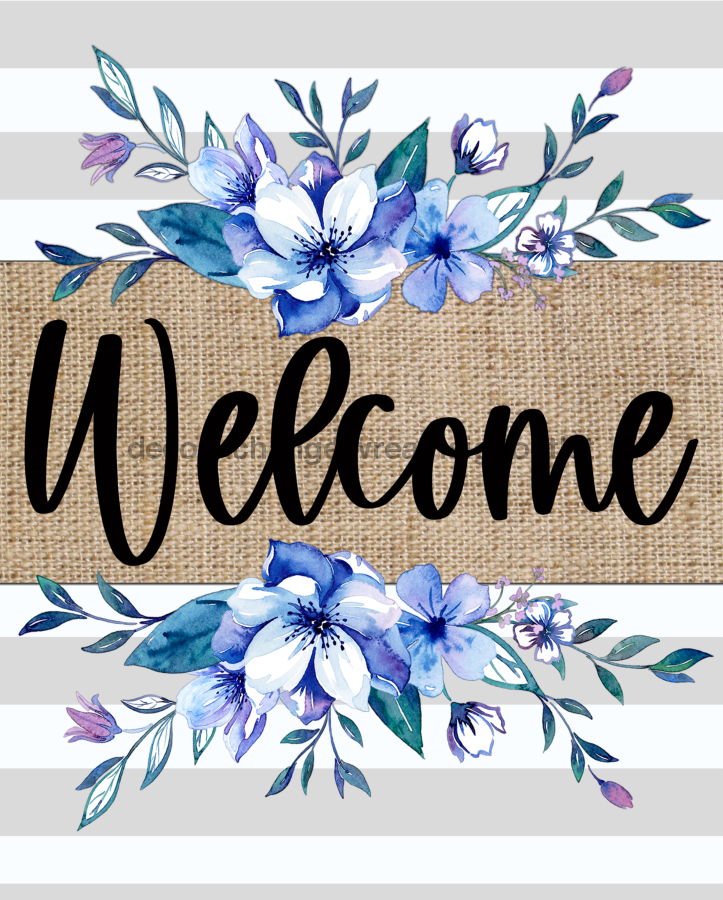 Wreath Sign, Welcome Sign, Flower Sign, Spring Sign, 8x10" Metal Sign DECOE-375, Sign For Wreath, DecoExchange - DecoExchange
