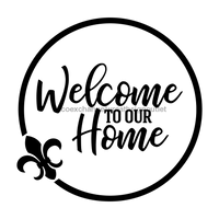 Thumbnail for Wreath Sign, Welcome Home, Fleur De Lis Sign, DECOE-1019, Sign For Wreath 10 round, metal sign, Louisiana