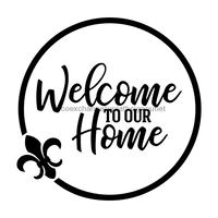 Thumbnail for Wreath Sign, Welcome Home, Fleur De Lis Sign, DECOE-1019, Sign For Wreath metal sign, 12 round, every day, louisiana