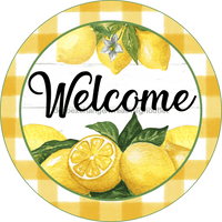 Thumbnail for Wreath Sign, Welcome Sign, Lemon Sign, DECOE-533, Sign For Wreath metal sign, 12 round, every day, summer, spring