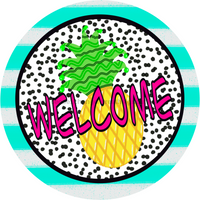 Thumbnail for Welcome Pineapple 10" Metal Wreath Sign - DECOE-240