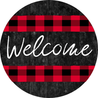 Thumbnail for Wreath Sign, Welcome Sign, Red and Black Sign, 12