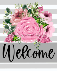 Thumbnail for Wreath Sign, Welcome Sign, Roses Sign, Everyday Sign, 8x10