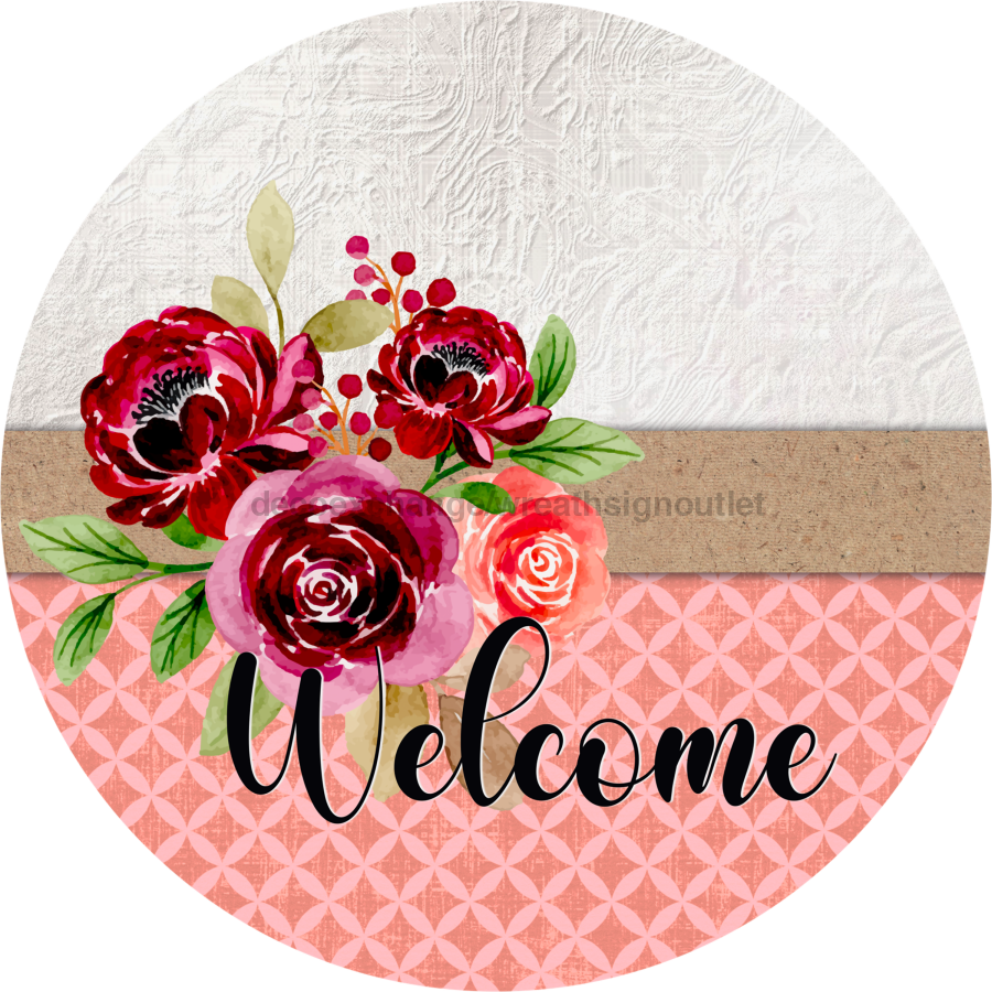 Wreath Sign, Welcome Sign, simple Sign, DECOE-541, Sign For Wreath, DecoExchange - DecoExchange
