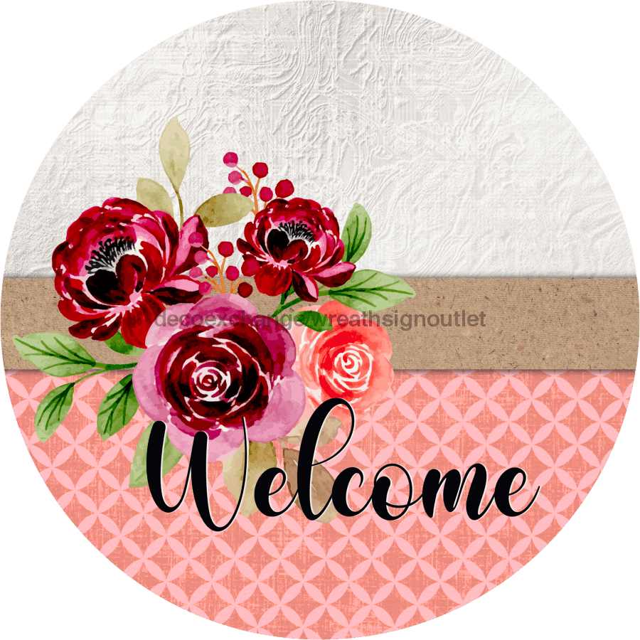 Wreath Sign, Welcome Sign, simple Sign, DECOE-541, Sign For Wreath metal sign, 12 round, every day, summer, spring