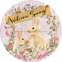 Thumbnail for Welcome Spring Easter 10" Metal Wreath Sign - DECOE-280