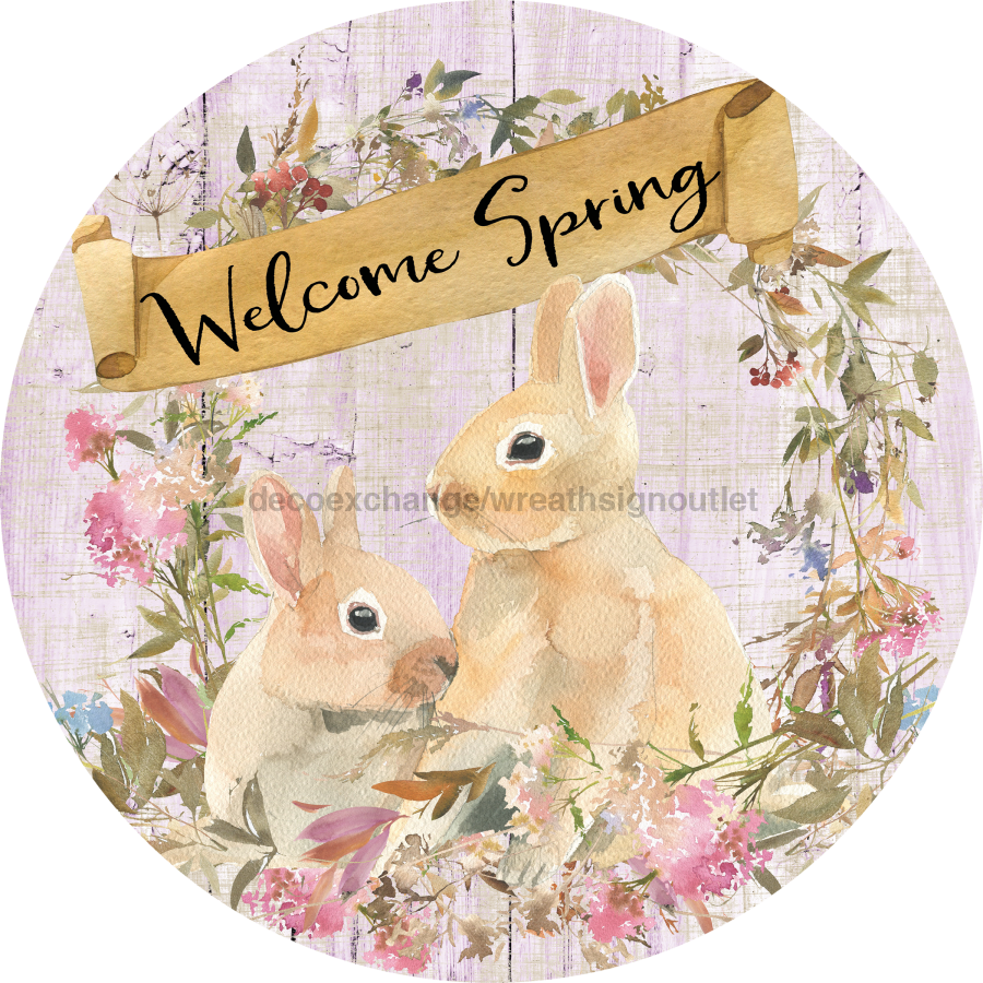 Welcome Spring Easter 18" Wood Door Hanger - DECOE-280-DH