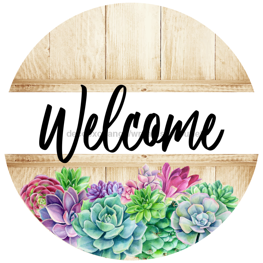 Wreath Sign, Welcome Sign, Succulent Sign, DECOE-1182, Sign For Wreath, Round Sign, DecoExchange - DecoExchange¬Æ