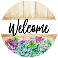Thumbnail for Wreath Sign, Welcome Sign, Succulent Sign, DECOE-1182, Sign For Wreath, Round Sign, DecoExchange - DecoExchange¬Æ
