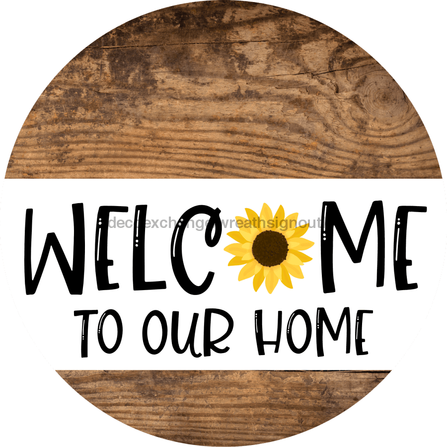 Wreath Sign Welcome Sunflower Decoe-2353 For Round 10 Metal