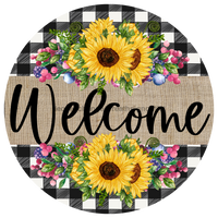Thumbnail for Wreath Sign, Welcome Sunflower Sign, Everyday Sign, DECOE-1070, Sign For Wreath 10 round, metal sign, Every Day, Summer, Fall