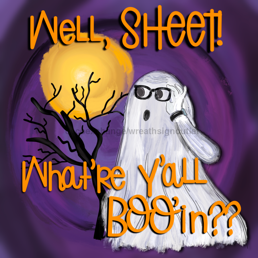 Well Sheet Halloween 10x10" Metal Wreath Sign - DECOE-168