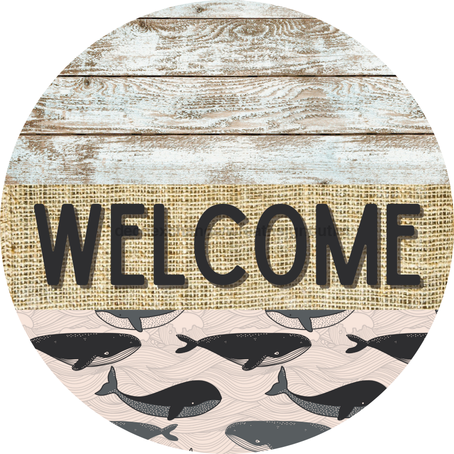 Wreath Sign, Whale Sign, Crustaceancore Sign, DECOE-2094, Sign For Wreath, Round Sign, DecoExchange - DecoExchange¬Æ