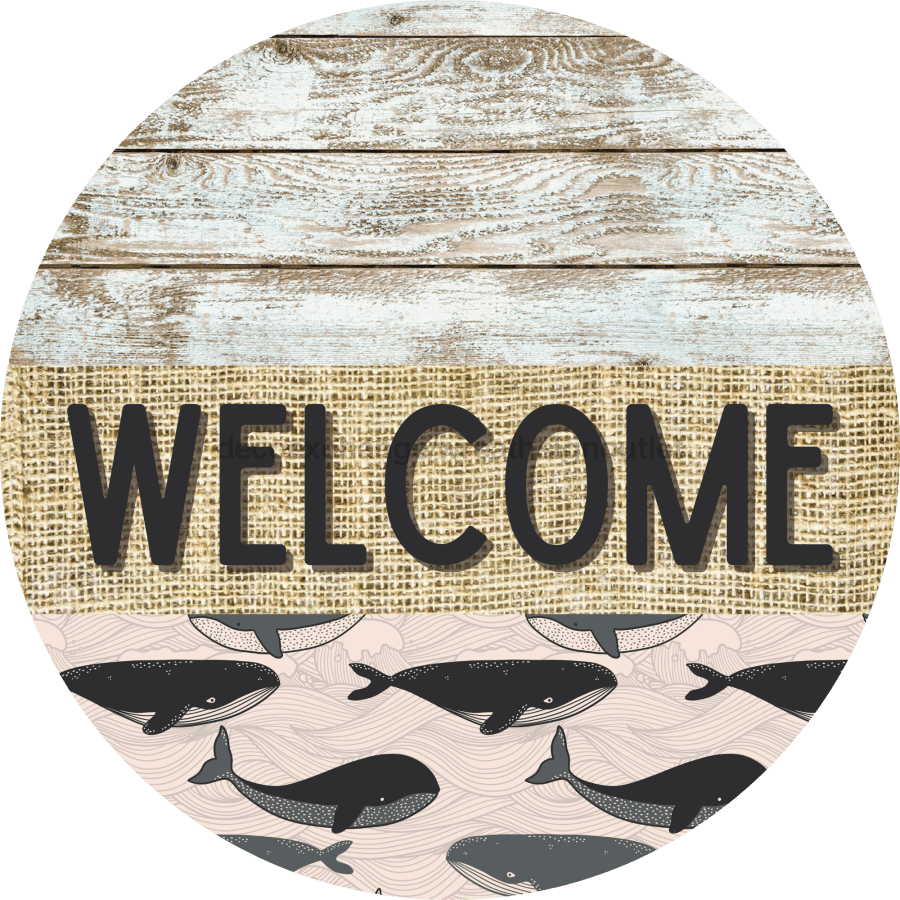 Wreath Sign, Whale Sign, Crustaceancore Sign, DECOE-2094, Sign For Wreath, Round Sign, DecoExchange - DecoExchange¬Æ