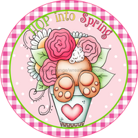 Thumbnail for Wreath Sign, Whimsical Easter, Round Easter Sign, Hop Into Spring, DECOE-510, Sign For Wreath, DecoExchange - DecoExchange