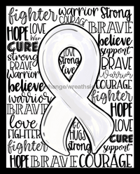 Thumbnail for Wreath Sign, White Awareness Sign, Lung Cancer, 8x10