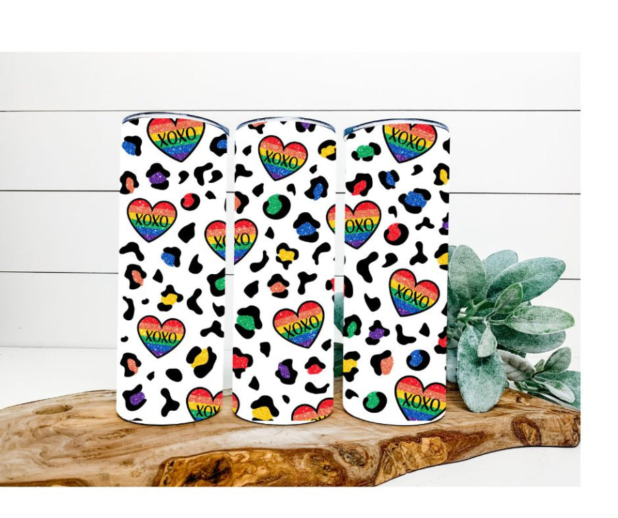 XOXO Tumbler, Rainbow/Pride Tumbler 20 oz Skinny Tumbler - DECOETUMBLER-278