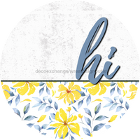 Thumbnail for Yellow And Blue Floral Door Hanger Dco-01604-Dh 18’ Round Wood