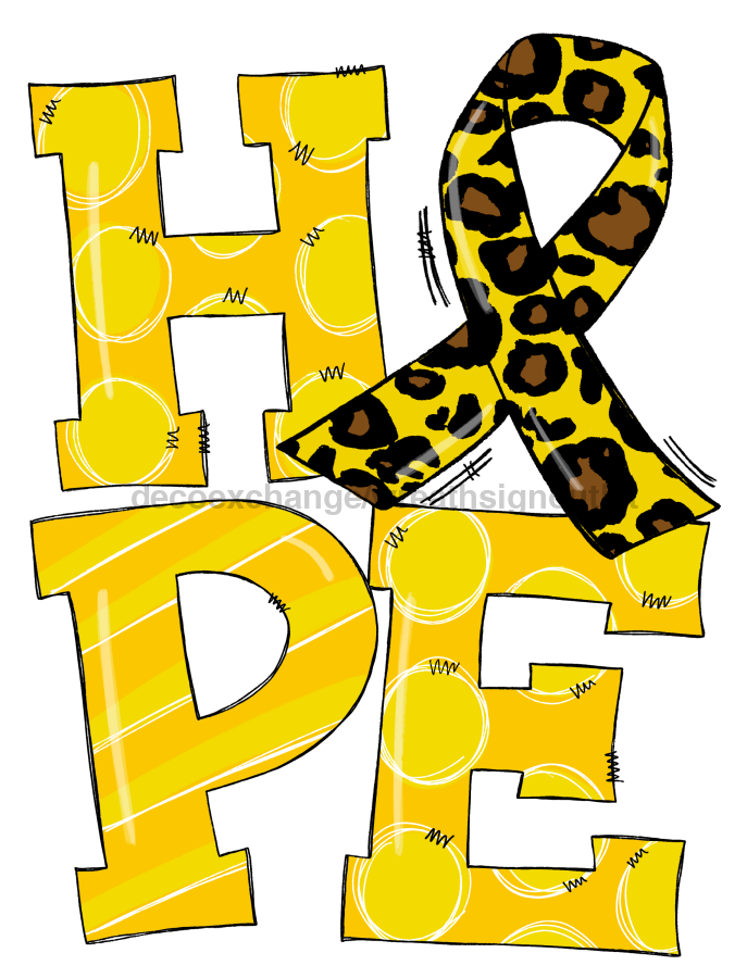 Yellow Hope Awareness 22" Wood Door Hanger - DECOE-W-0133-DH