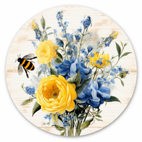 Thumbnail for Yellow Roses Door Hanger Floral Sign Dco-00904-Dh 18’ Round