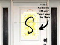 Thumbnail for Yelow Last Name Initial Sign Welcome Custom Decoe-W-189-Dh For Wreath Round 22 Wood Cutout Door