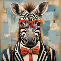 Thumbnail for Zebra With Glasses Sign Funny Animal Wall Art Dco-01134 For Wreath 10X10 Metal