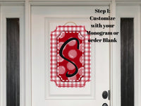 Red Last Name Initial Sign, Welcome Sign, Custom Sign, DECOE-W-178-DH, Sign For Wreath, Round Sign, 22" Wood Cutout