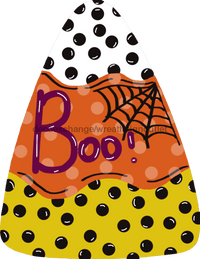 Thumbnail for Candy Corn with Boo, wood sign, DECOE-W-004 wreath size wood, wood wreath sign, halloween