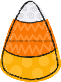 Thumbnail for Candy Corn with Chevron Print, wood sign, DECOE-W-006 wreath size wood, wood wreath sign, halloween