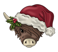 Thumbnail for Christmas Highland Cow Sign, Christmas Sign, Funny Cow Sign, wood sign, PCD-W-038 wood wreath sign, wreath size wood, christmas, funny