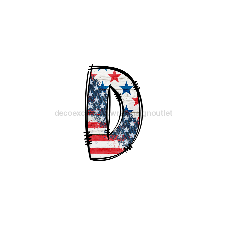 Custom Patriotic Initial Sign Door Hanger Rustic Wood Sign Decoe-W-307 22 D