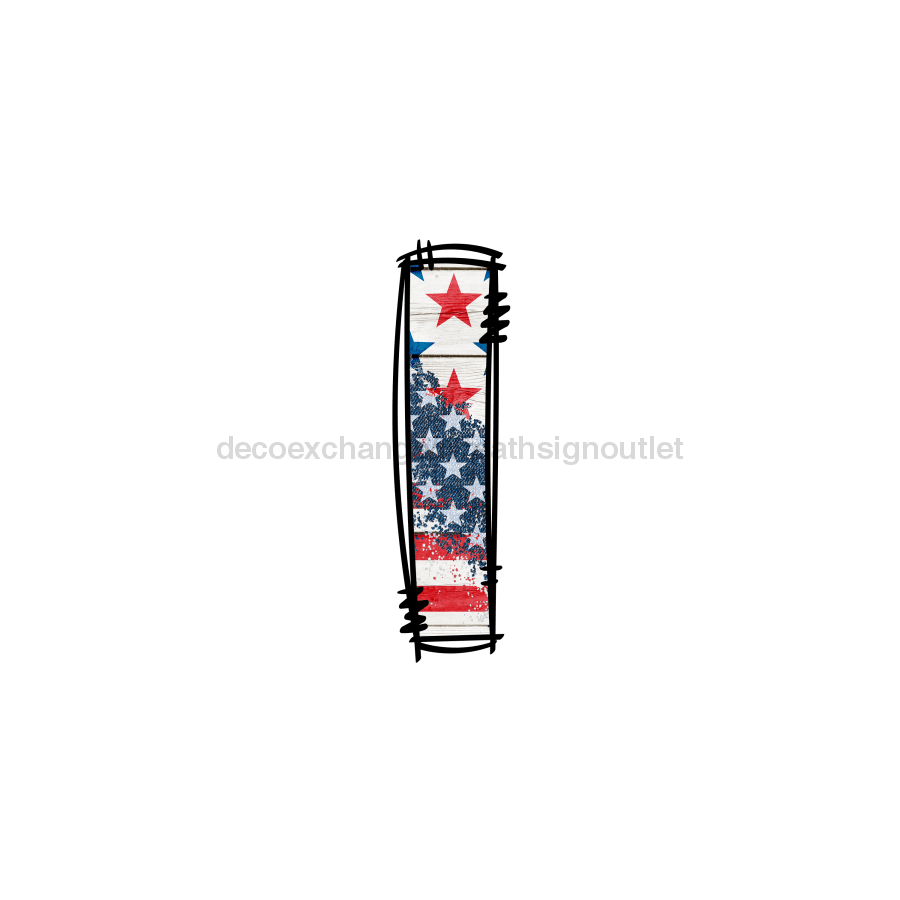 Custom Patriotic Initial Sign Door Hanger Rustic Wood Sign Decoe-W-307 22 I