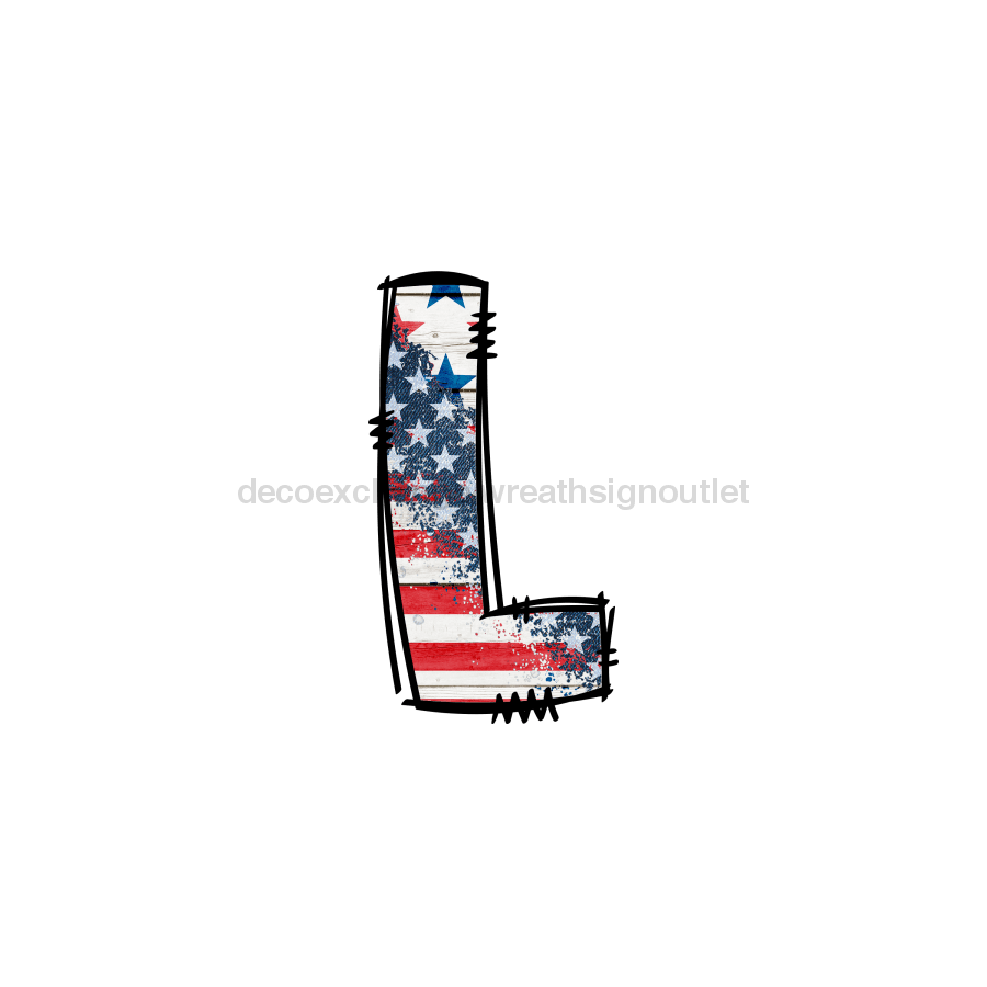 Custom Patriotic Initial Sign Door Hanger Rustic Wood Sign Decoe-W-307 22 L