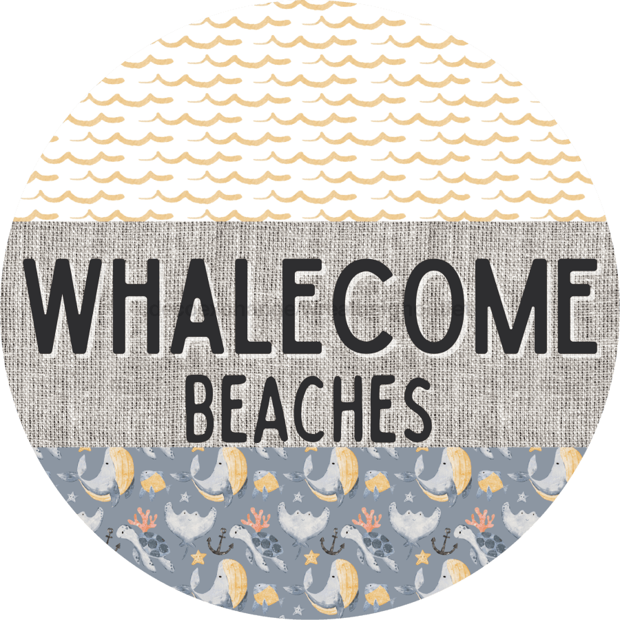 Door Hanger Funny Nautical Sign Whalecome Whale Beach Turtle 18 Wood Beaches Decoe-2163-Dh Round