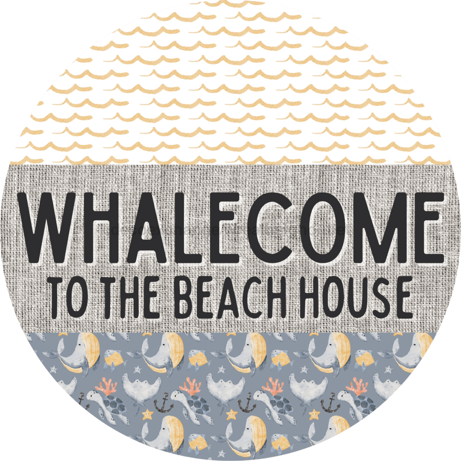 Door Hanger Funny Nautical Sign Whalecome Whale Beach Turtle 18 Wood To The House Decoe-2166-Dh