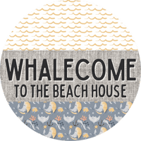 Thumbnail for Door Hanger Funny Nautical Sign Whalecome Whale Beach Turtle 18 Wood To The House Decoe-2166-Dh
