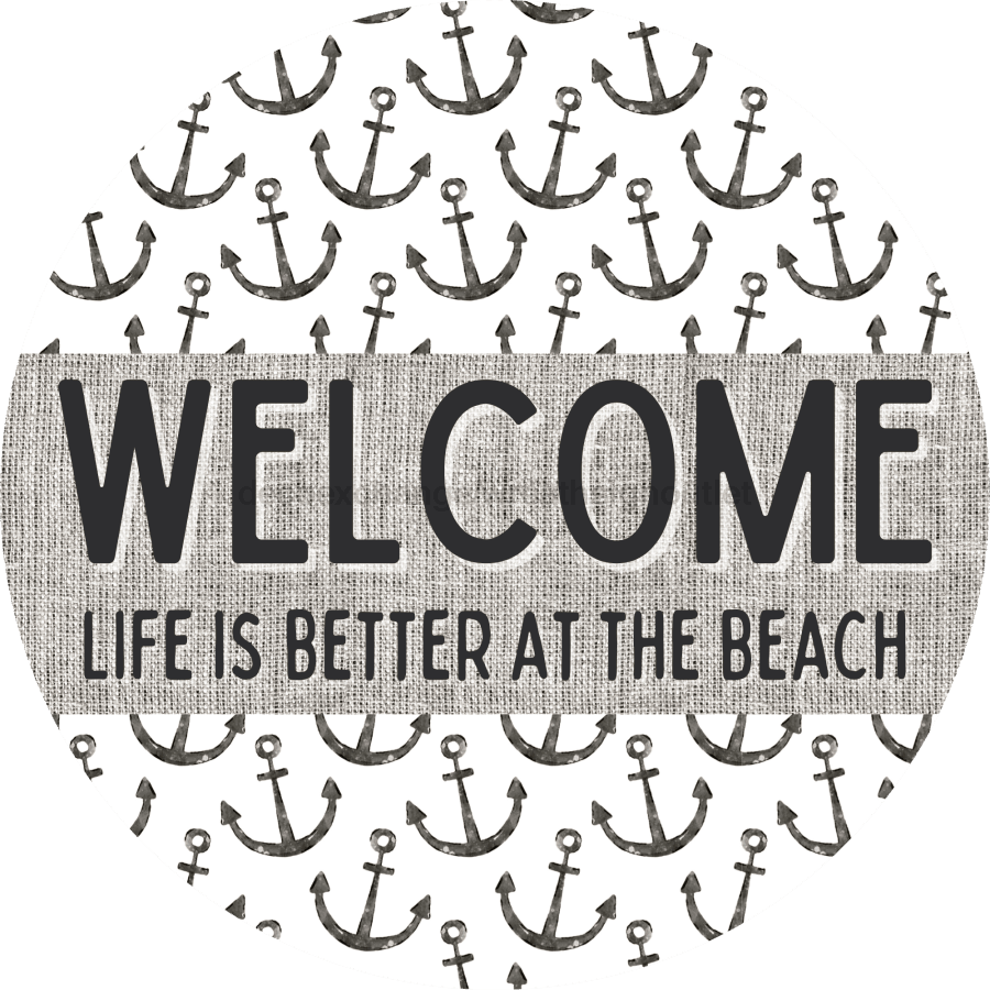 Door Hanger Nautical Sign Anchor Beach 18 Wood Life Is Better At The Decoe-2142-Dh Round