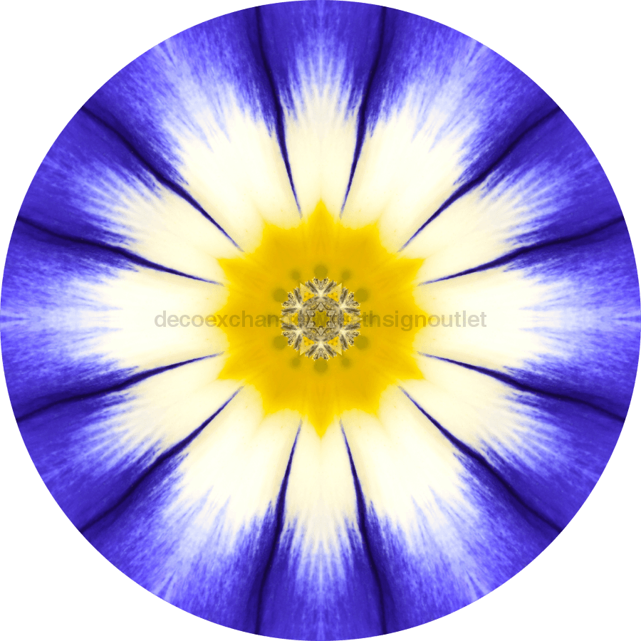 Geometric Flower Center Blue Decoe-W-Fc-0009 6 Wood