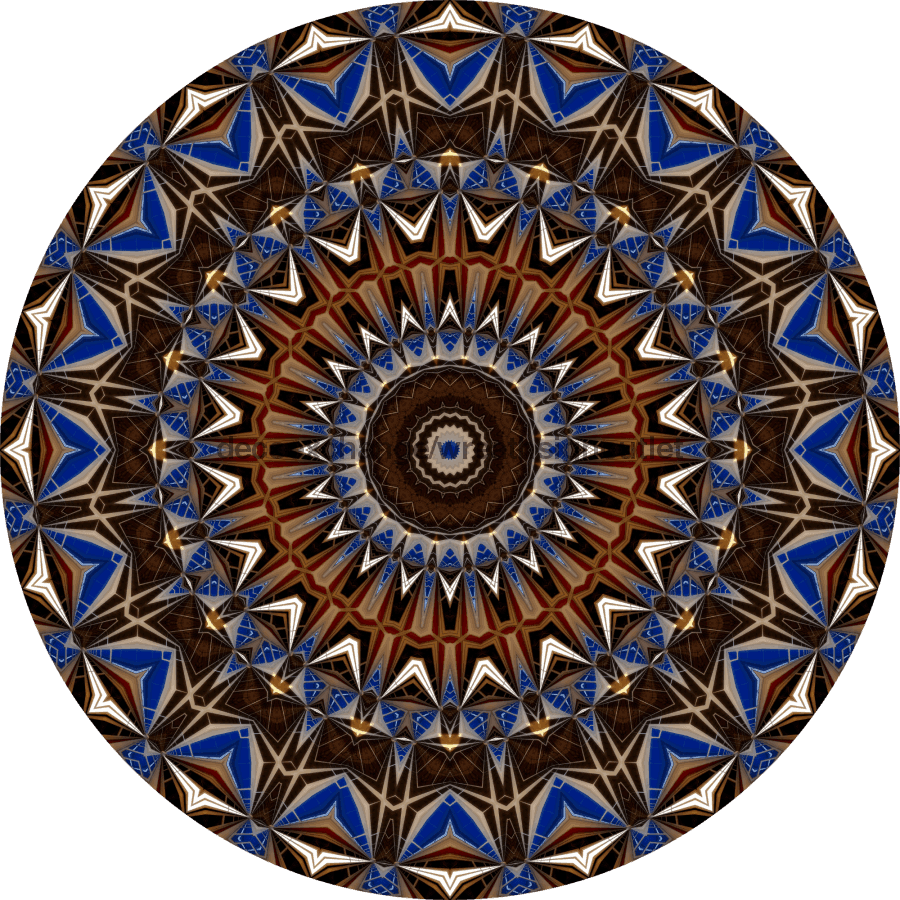 Geometric Flower Center Brown And Blue Decoe-Fc-0001 6 metal