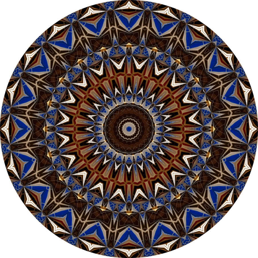 Geometric Flower Center Brown And Blue Decoe-W-Fc-0001 6 Wood